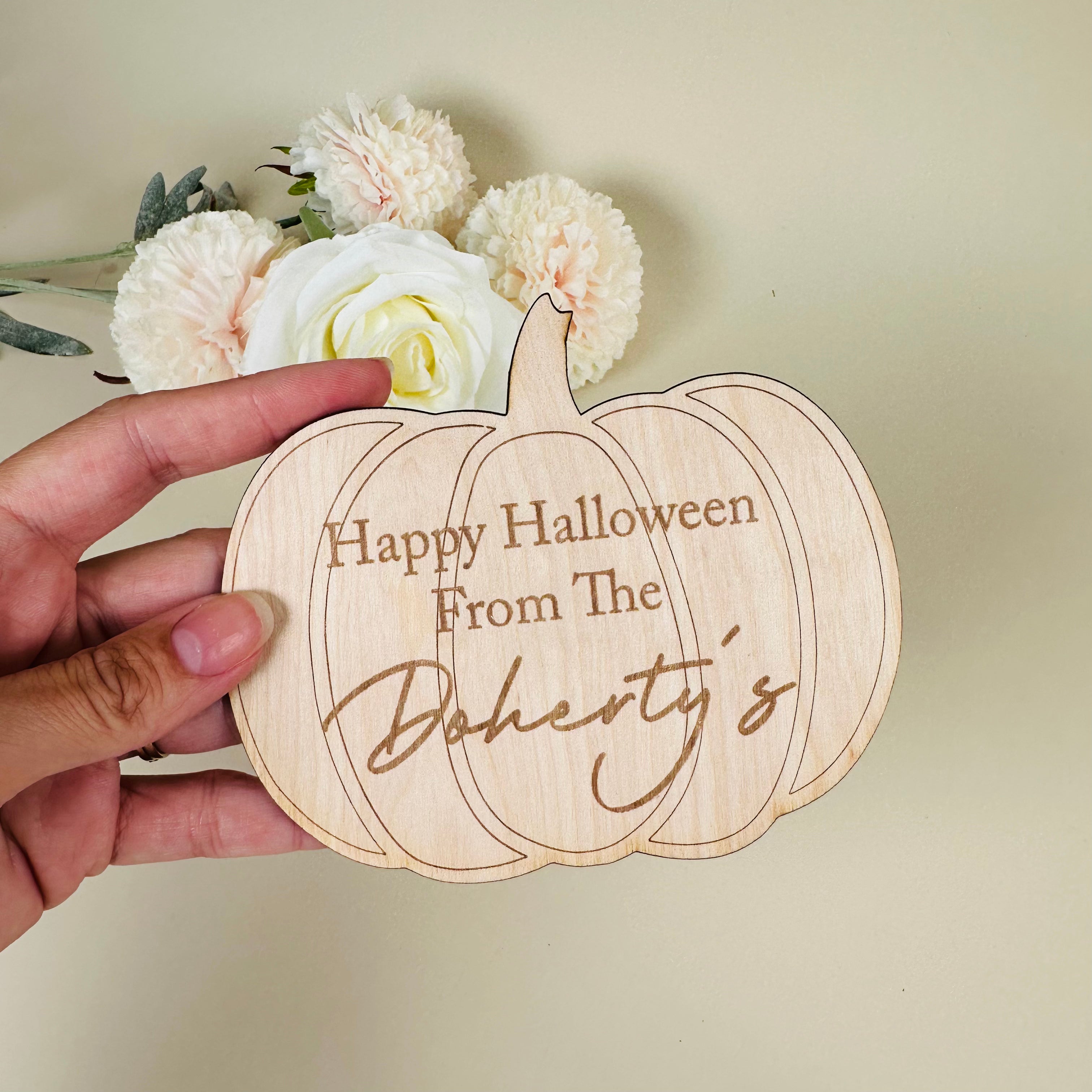 Family Halloween Wooden Pumpkin