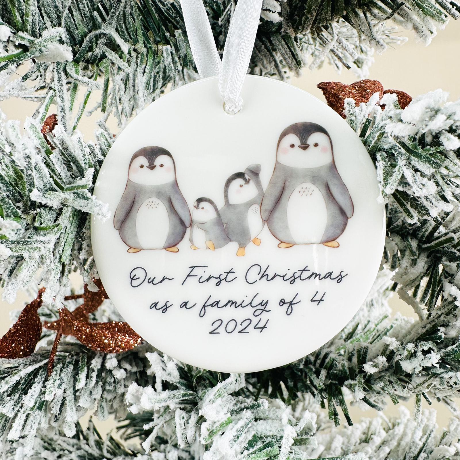 Penguin Family Christmas Ceramic Bauble