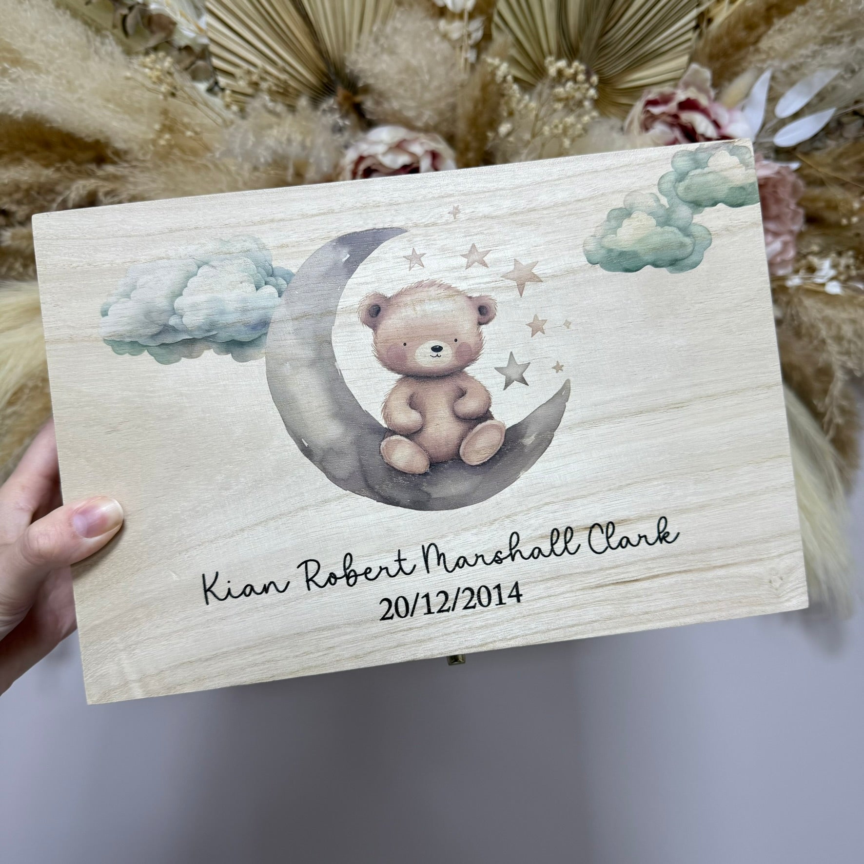 Keepsake Wooden Box - Bear on Moon