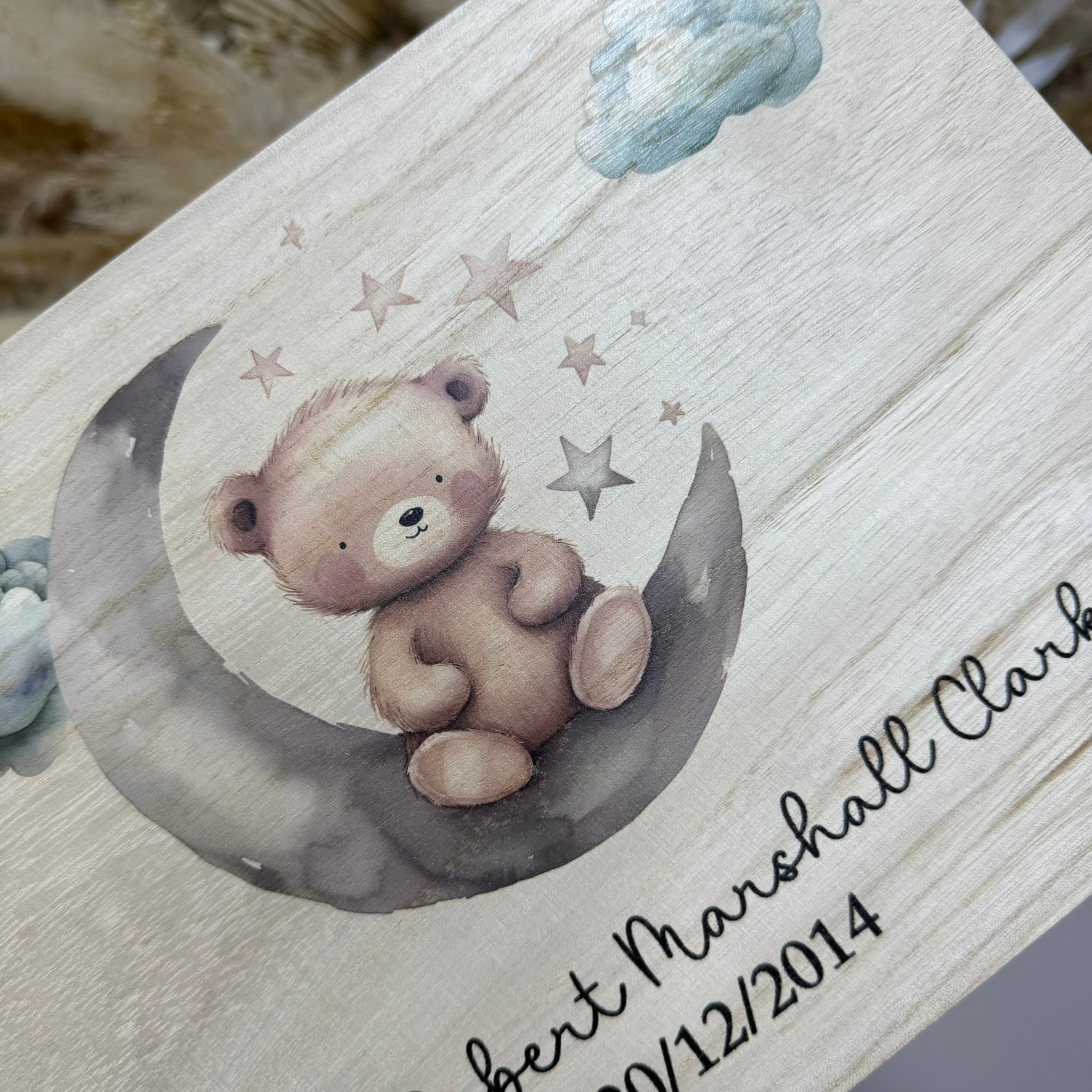 Keepsake Wooden Box - Bear on Moon