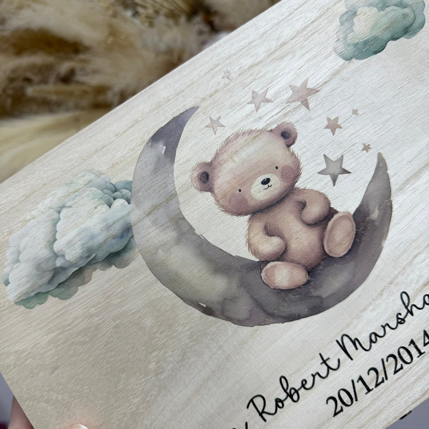 Keepsake Wooden Box - Bear on Moon