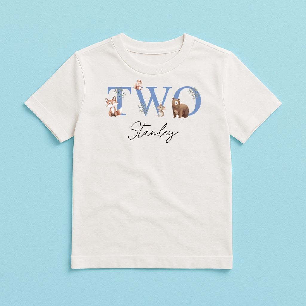 Blue Forest Friends Birthday T-shirt