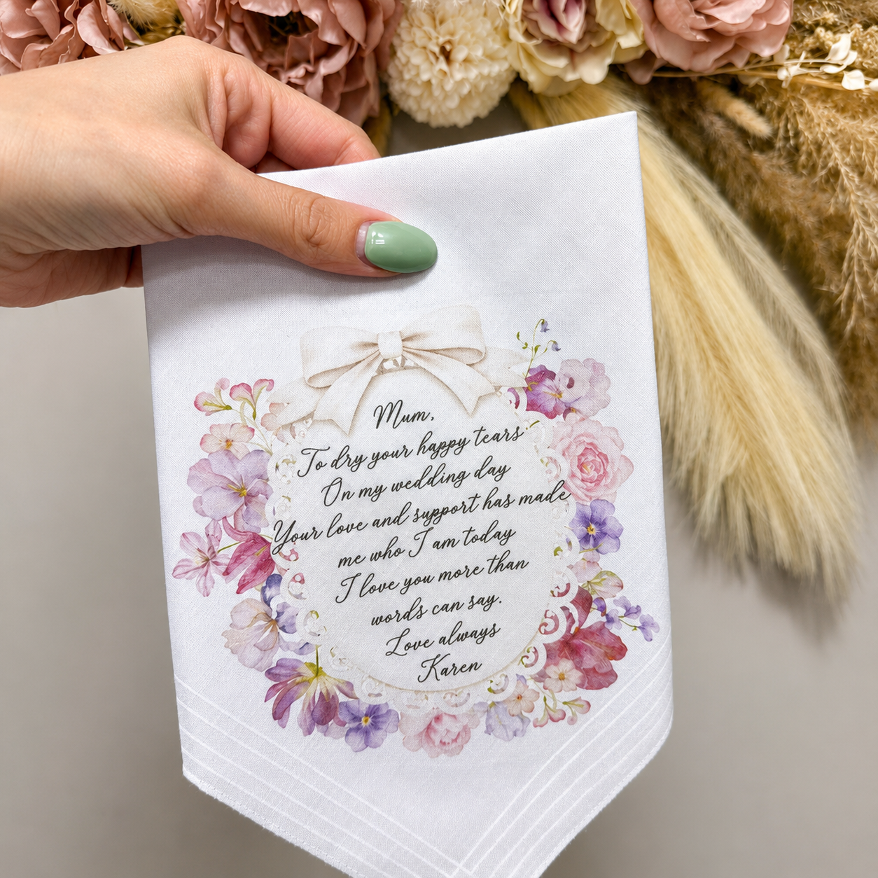 Mother of the Bride Floral Hankie