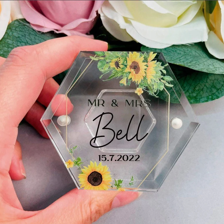 Sunflowers Acrylic Wedding Ring Box