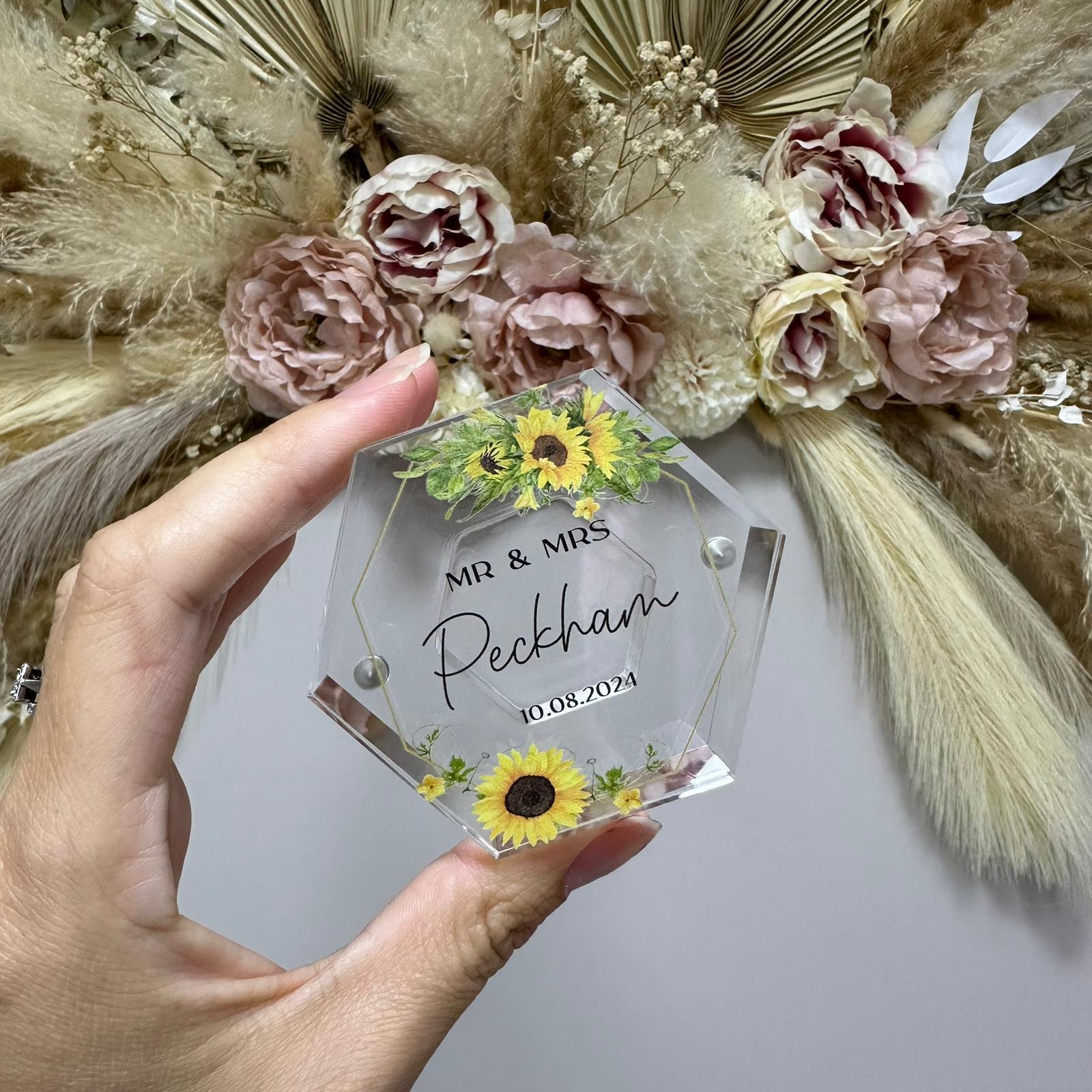 Sunflowers Acrylic Wedding Ring Box