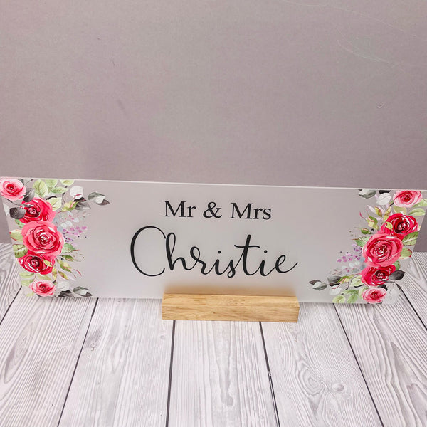 Red Roses Top Table Sign