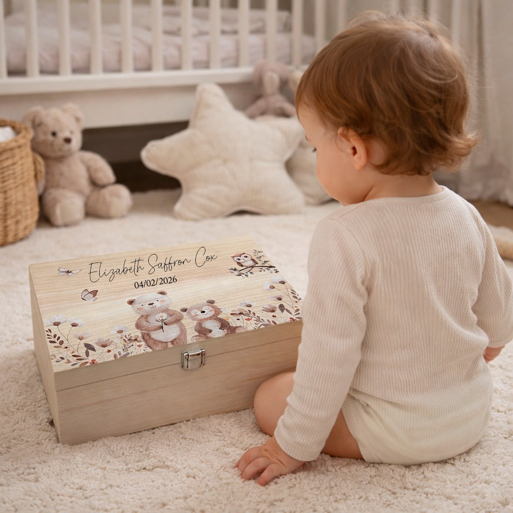 Keepsake Wooden Box - Cute Bears