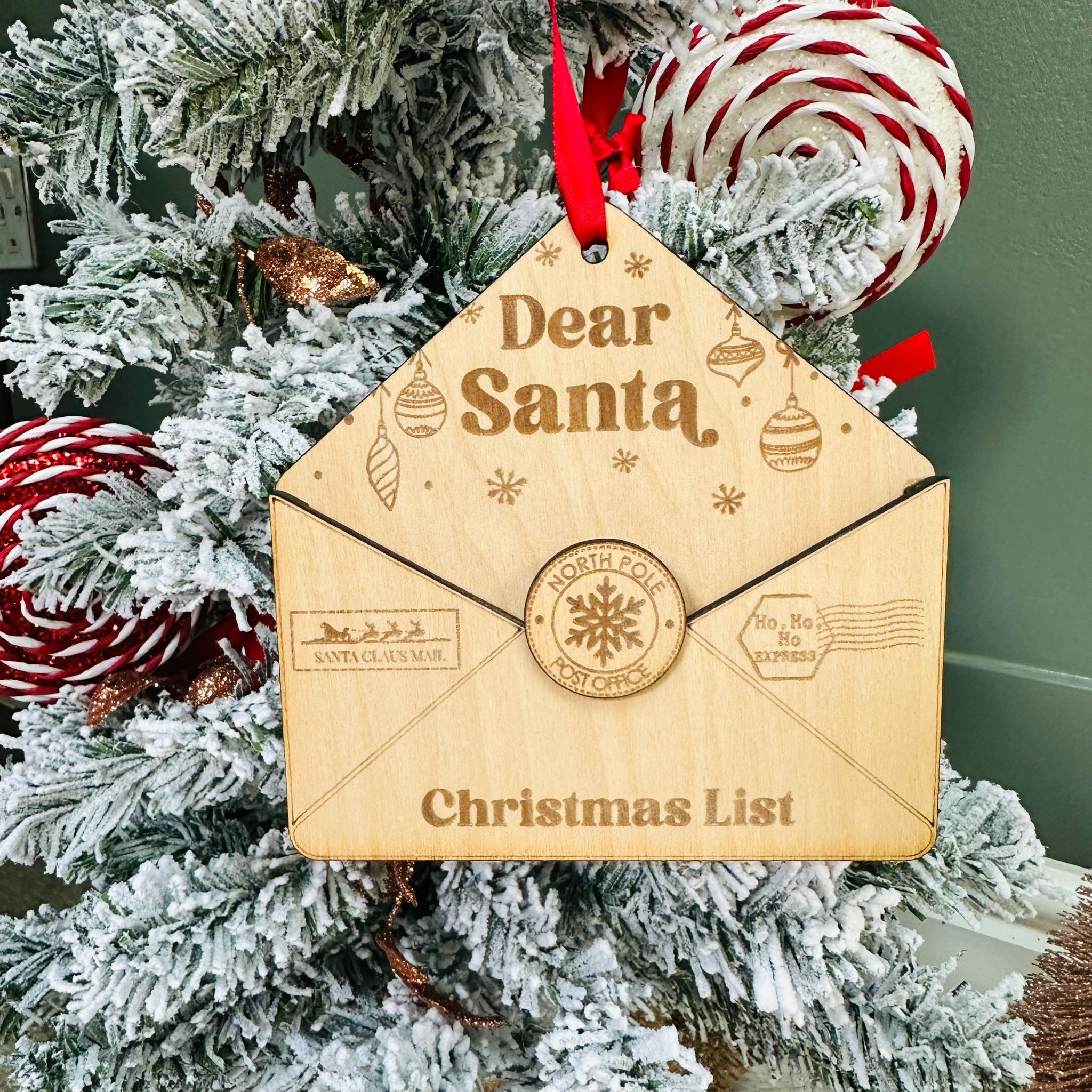 Wooden Santa Christmas List Envelope