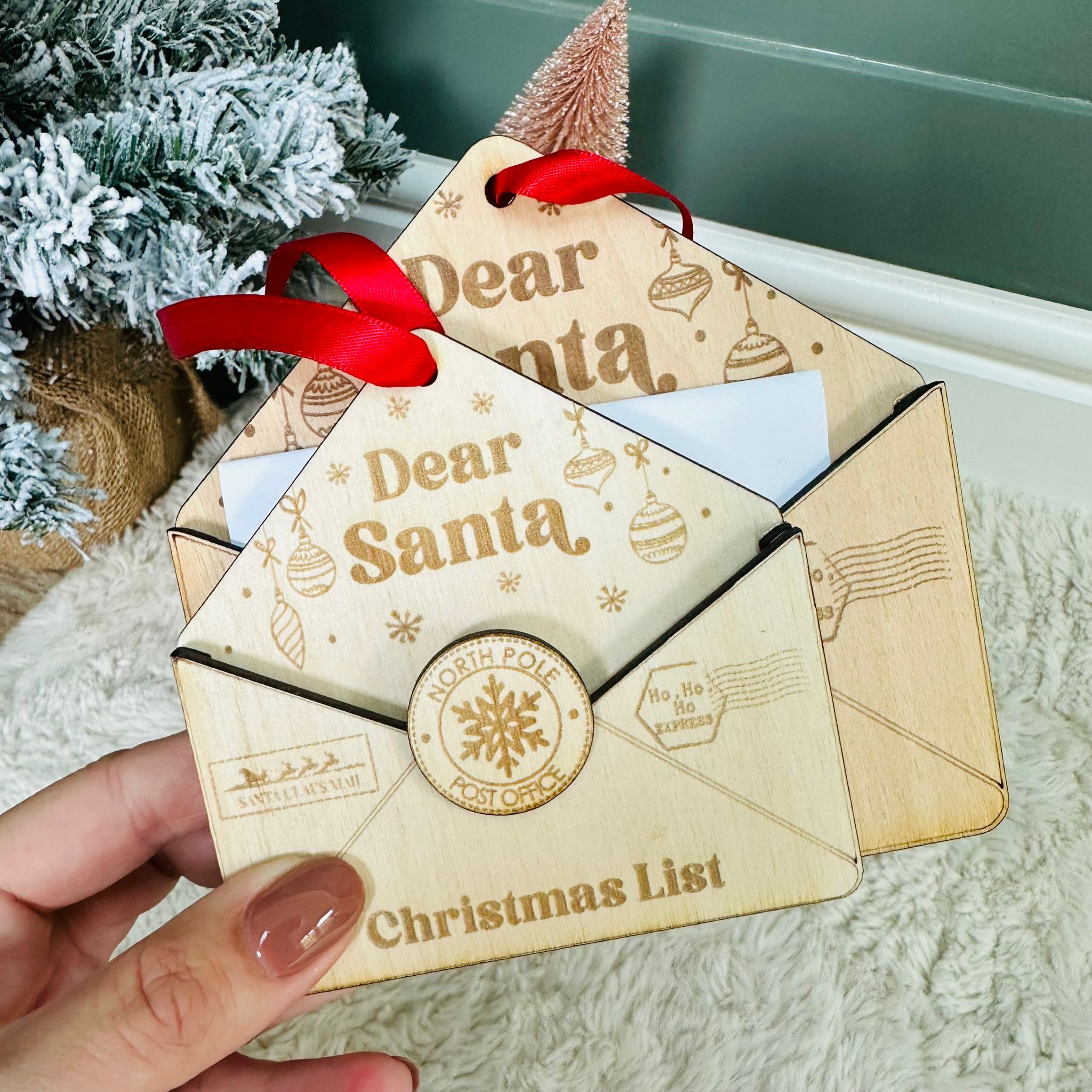 Wooden Santa Christmas List Envelope