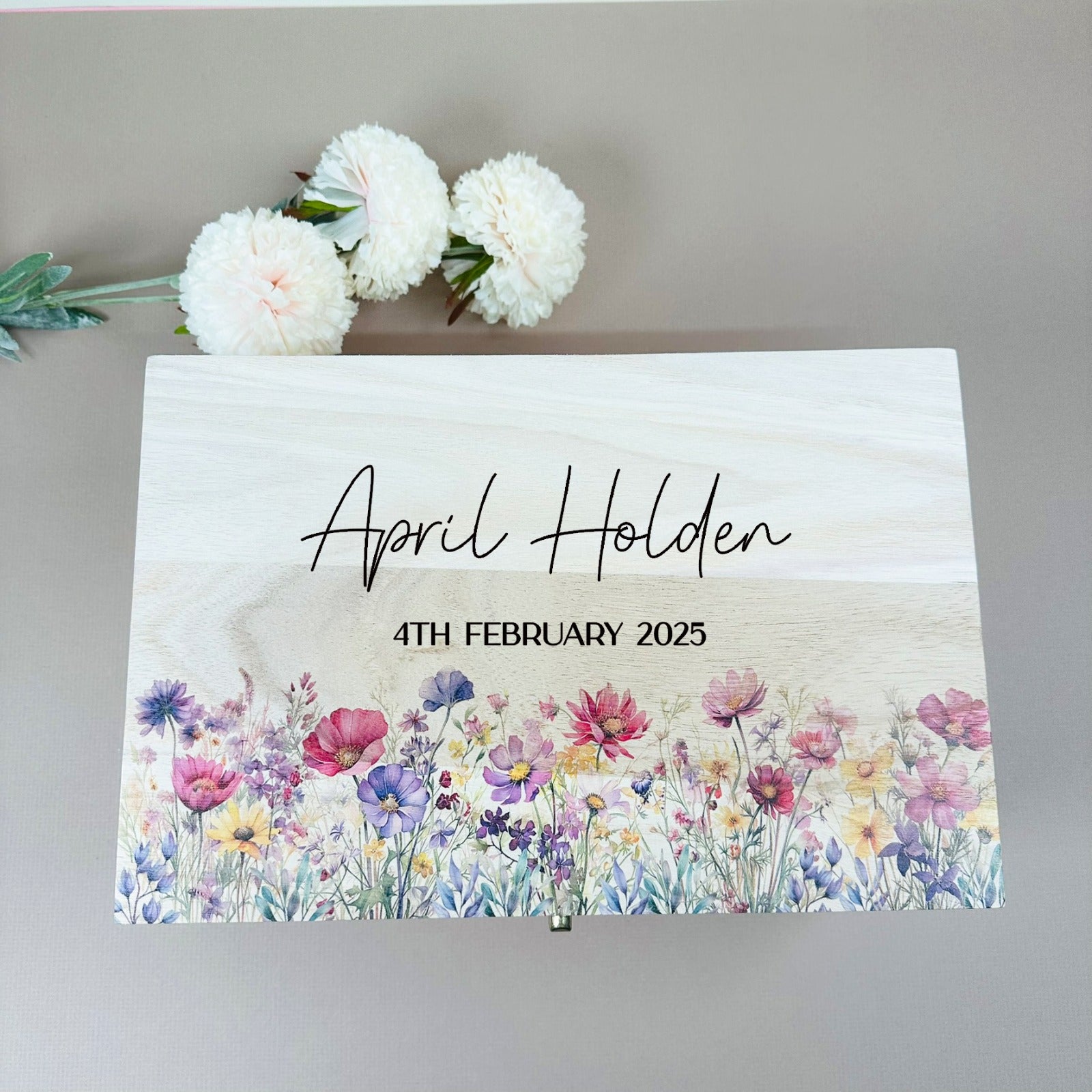 Keepsake Wedding Wooden Box - Wildflowers