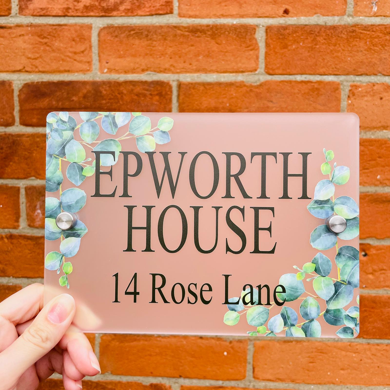 Acrylic House Number Sign - Eucalyptus