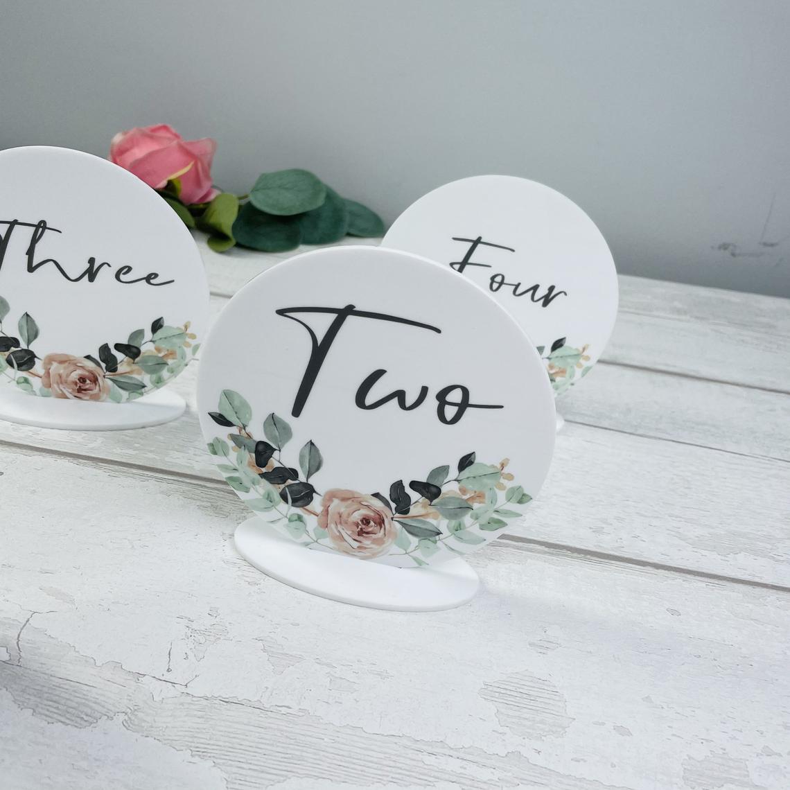 Boho White Acrylic Wedding Table Sign