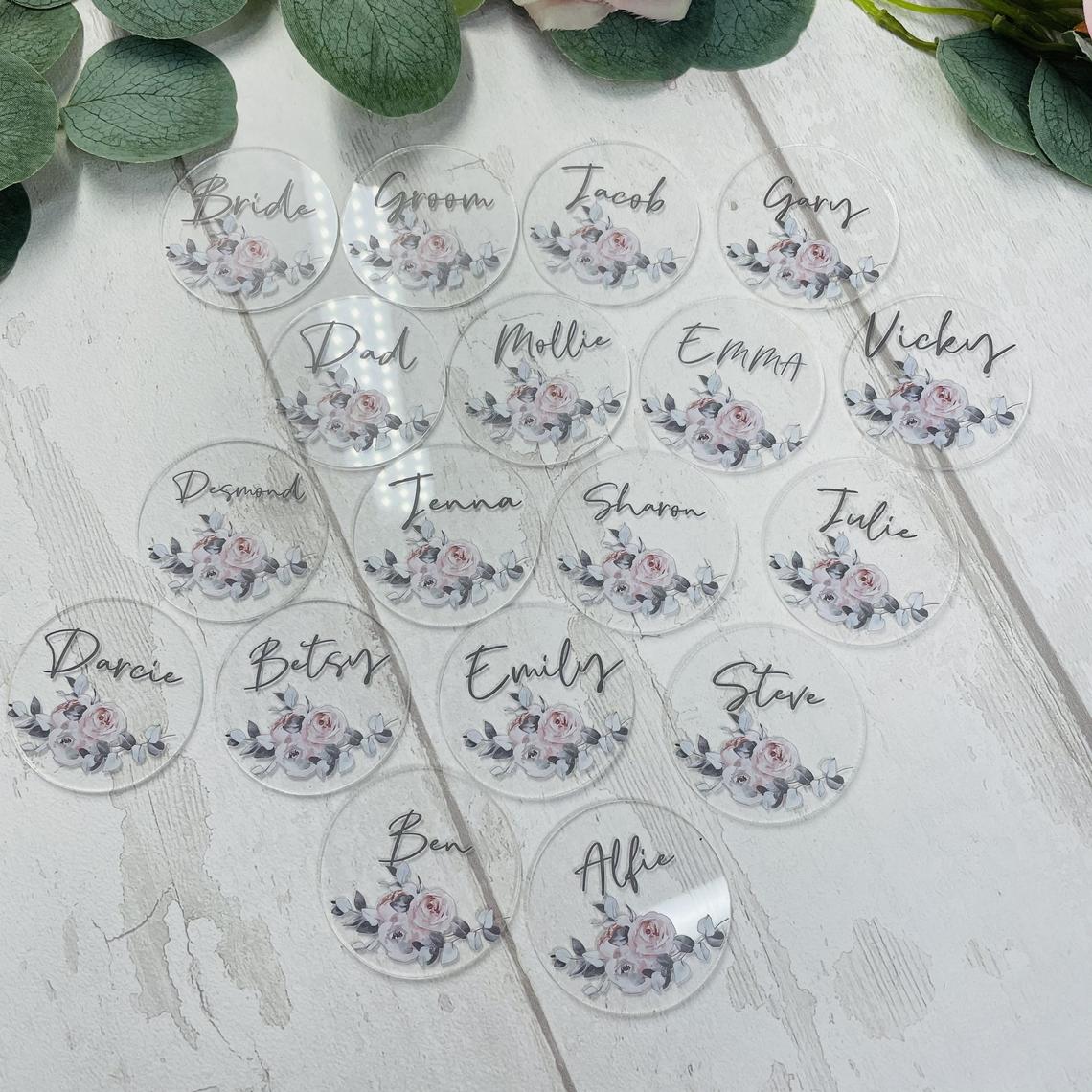 Boho Floral Acrylic Table Place Names