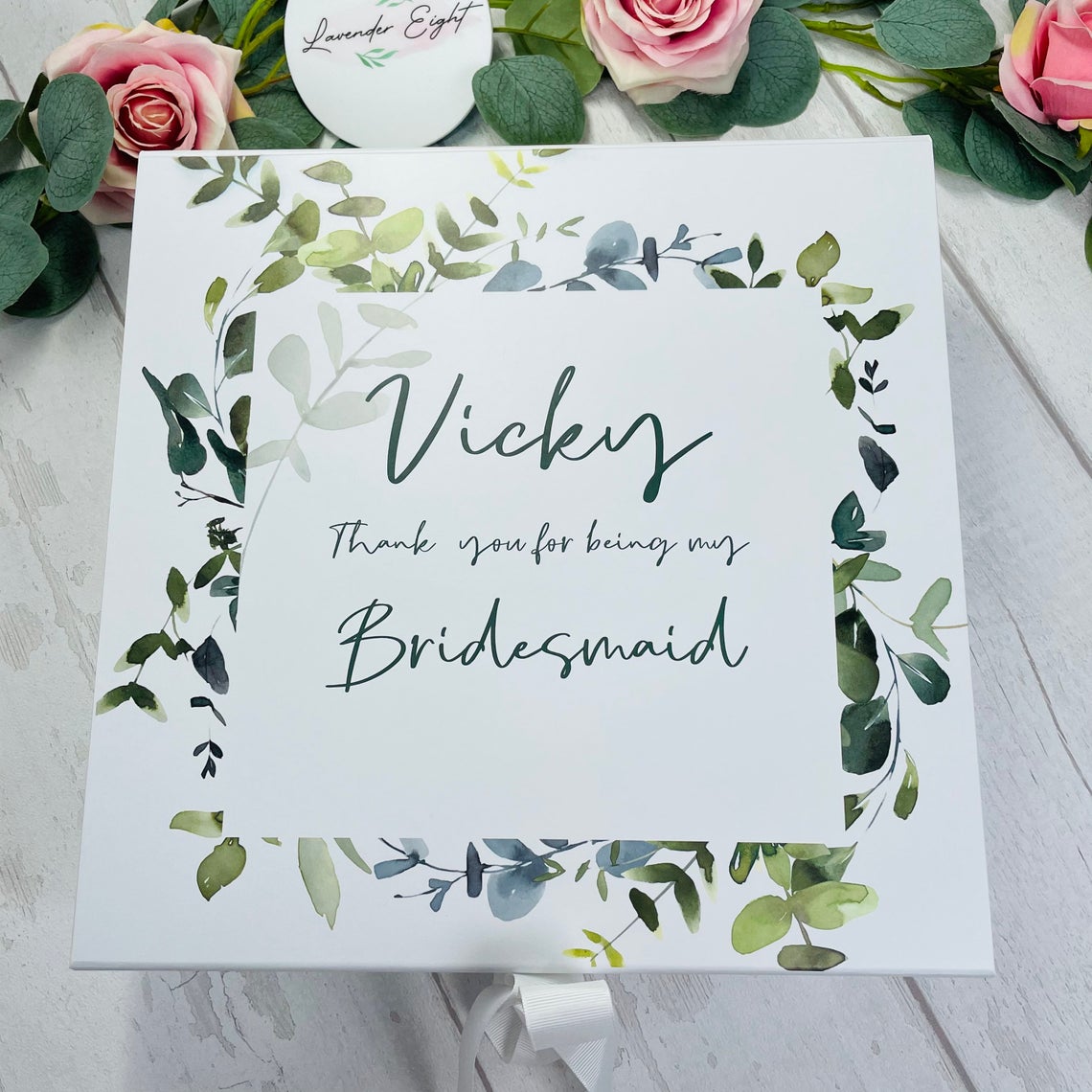 Bridesmaid Maid Of Honour Gift Box Eucalyptus Design