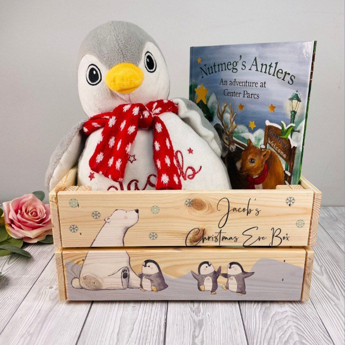 Christmas Eve Box Crate Polar Bear Penguins 1