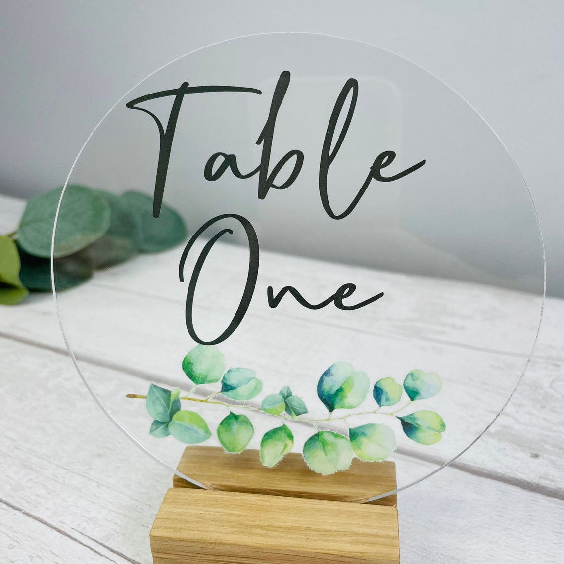 Eucalyptus Acrylic Wedding Table Numbers