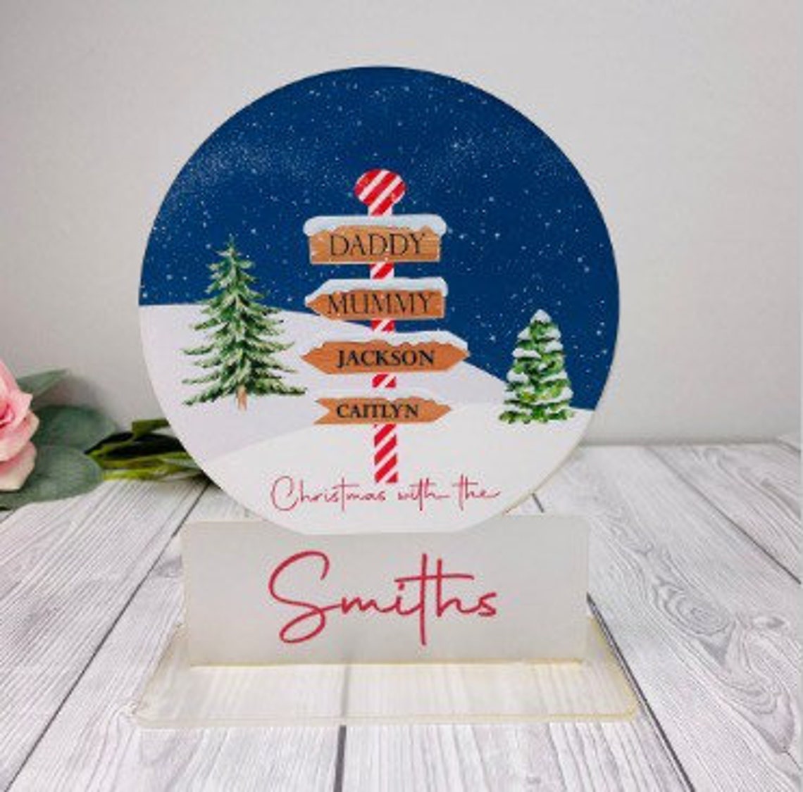 Freestanding Christmas Snow Globe - North Pole Sign