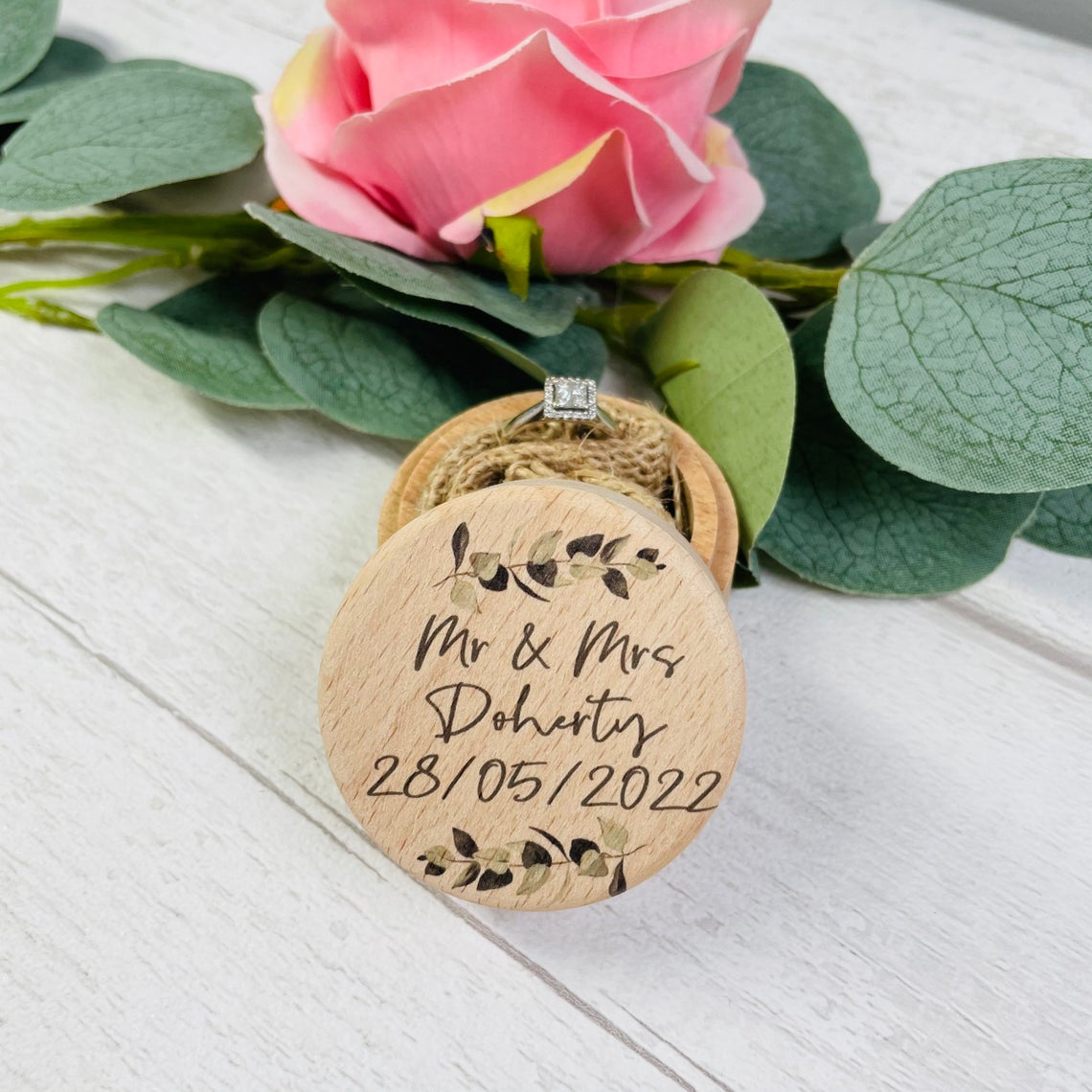 Greenery Wedding Ring Box