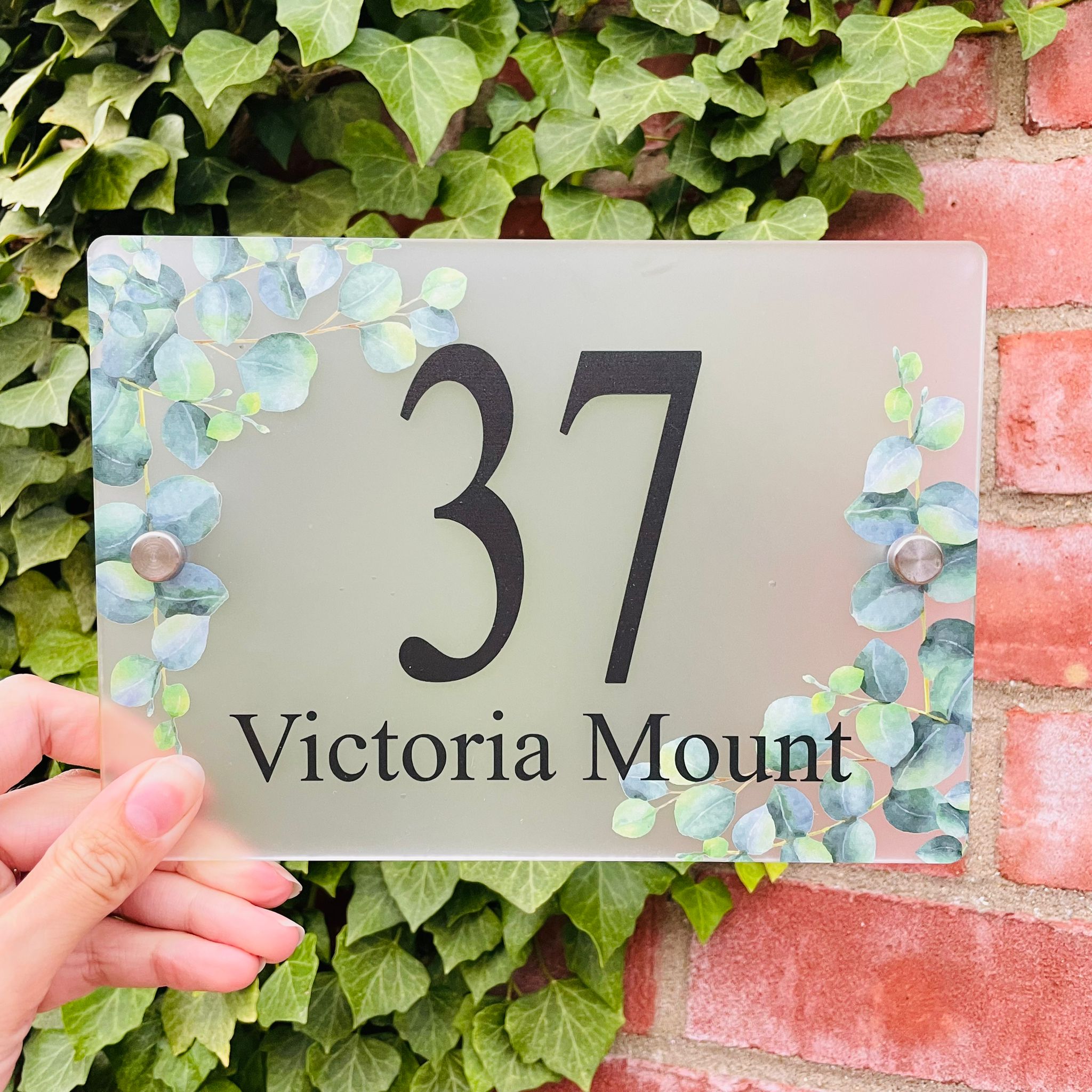 Acrylic House Number Sign - Eucalyptus