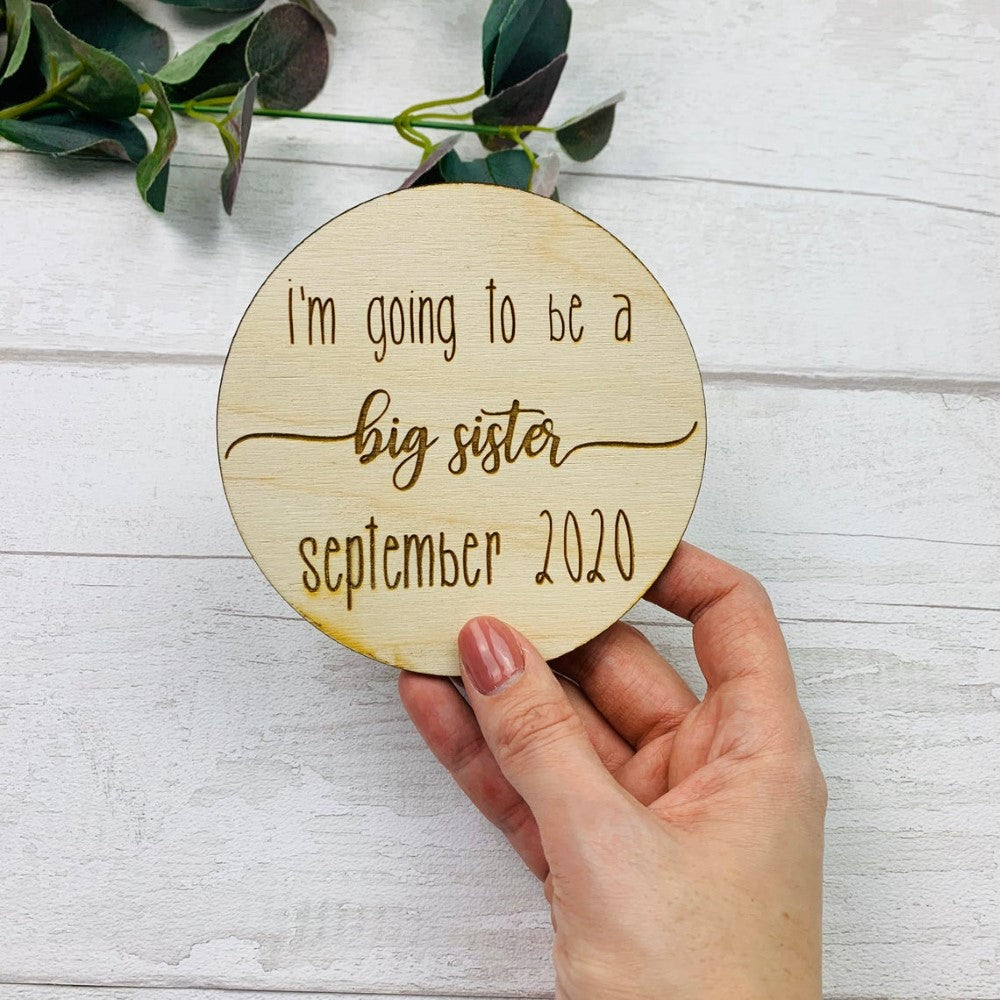 Pregnancy Announcement Plaque - Big Sister or Brother - Curly