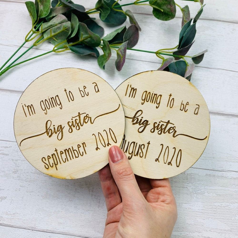 Pregnancy Announcement Plaque - Big Sister or Brother - Curly