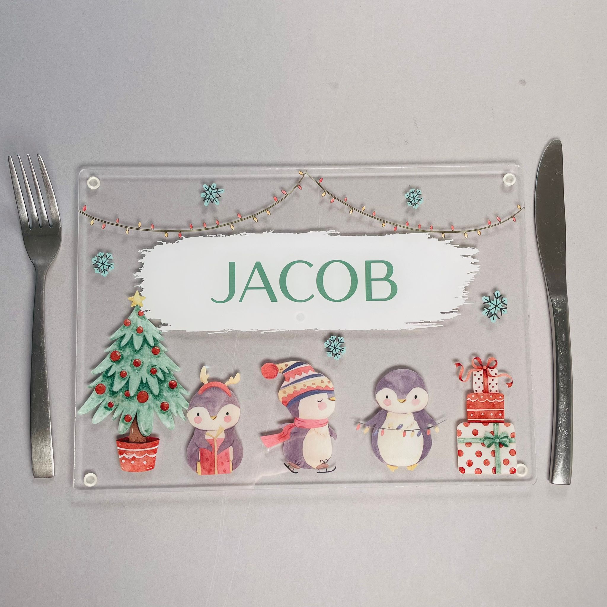 Acrylic Christmas Penguin Placemat