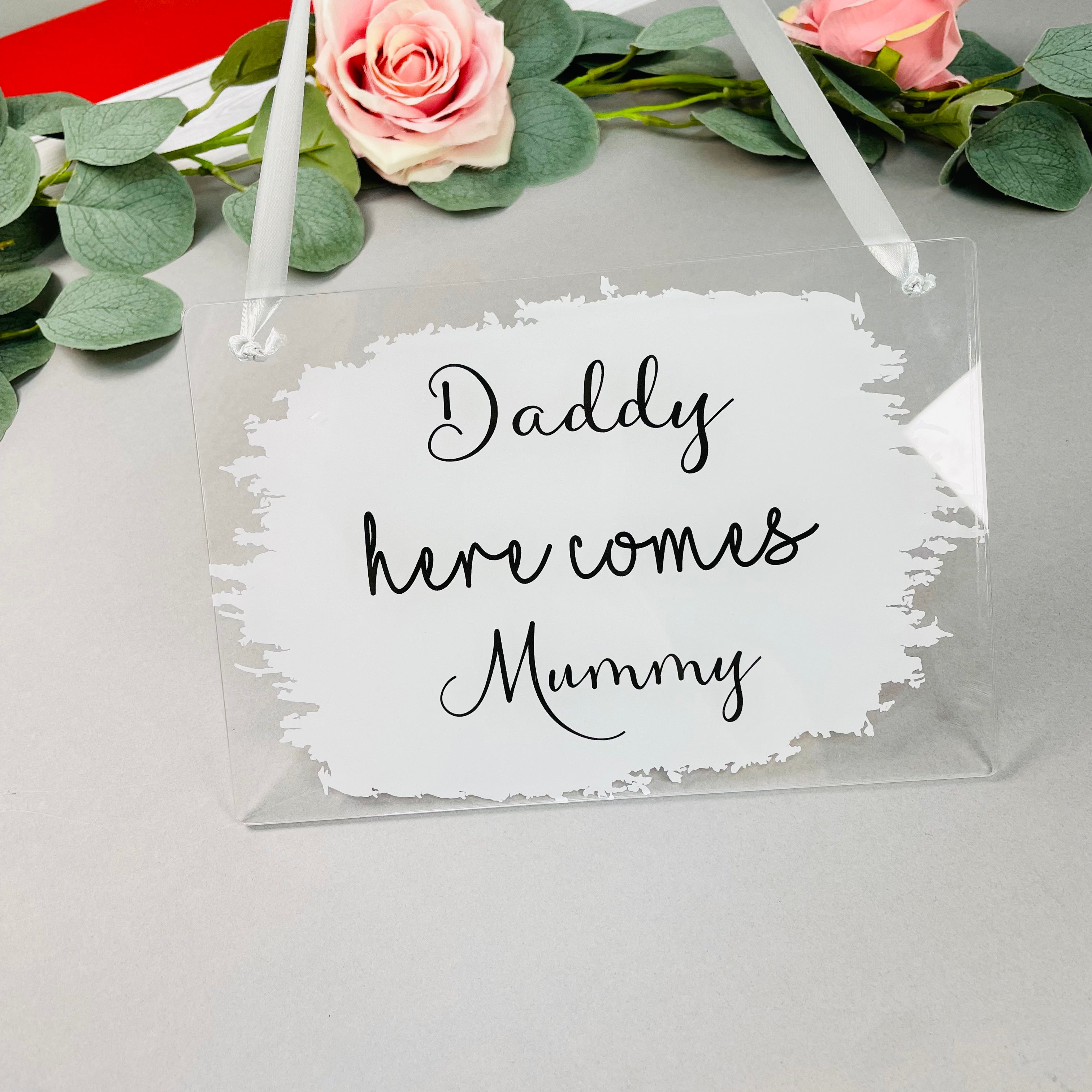 Here Comes Mummy Handheld Acrylic Sign