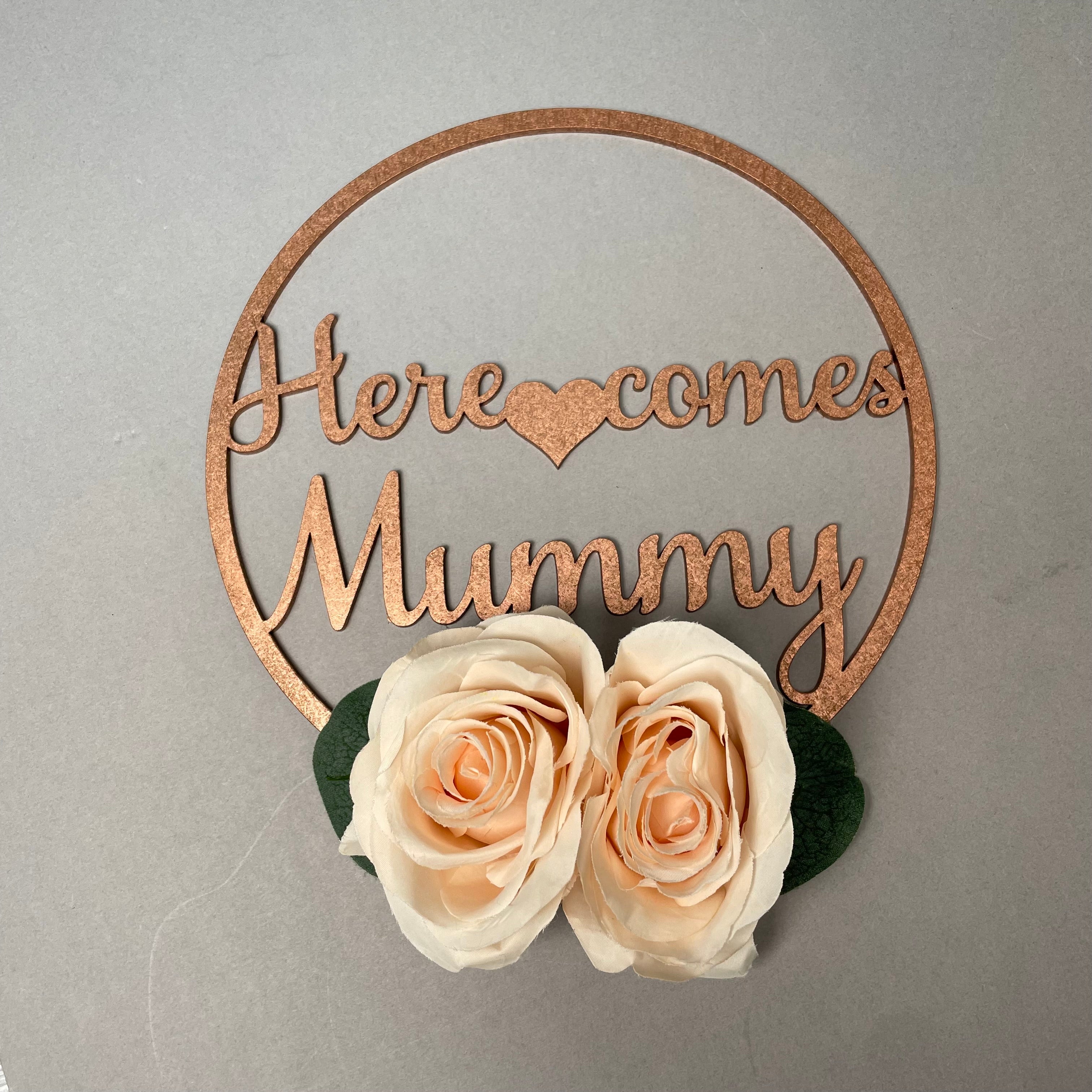 Here Comes NAME Floral Hoop Sign