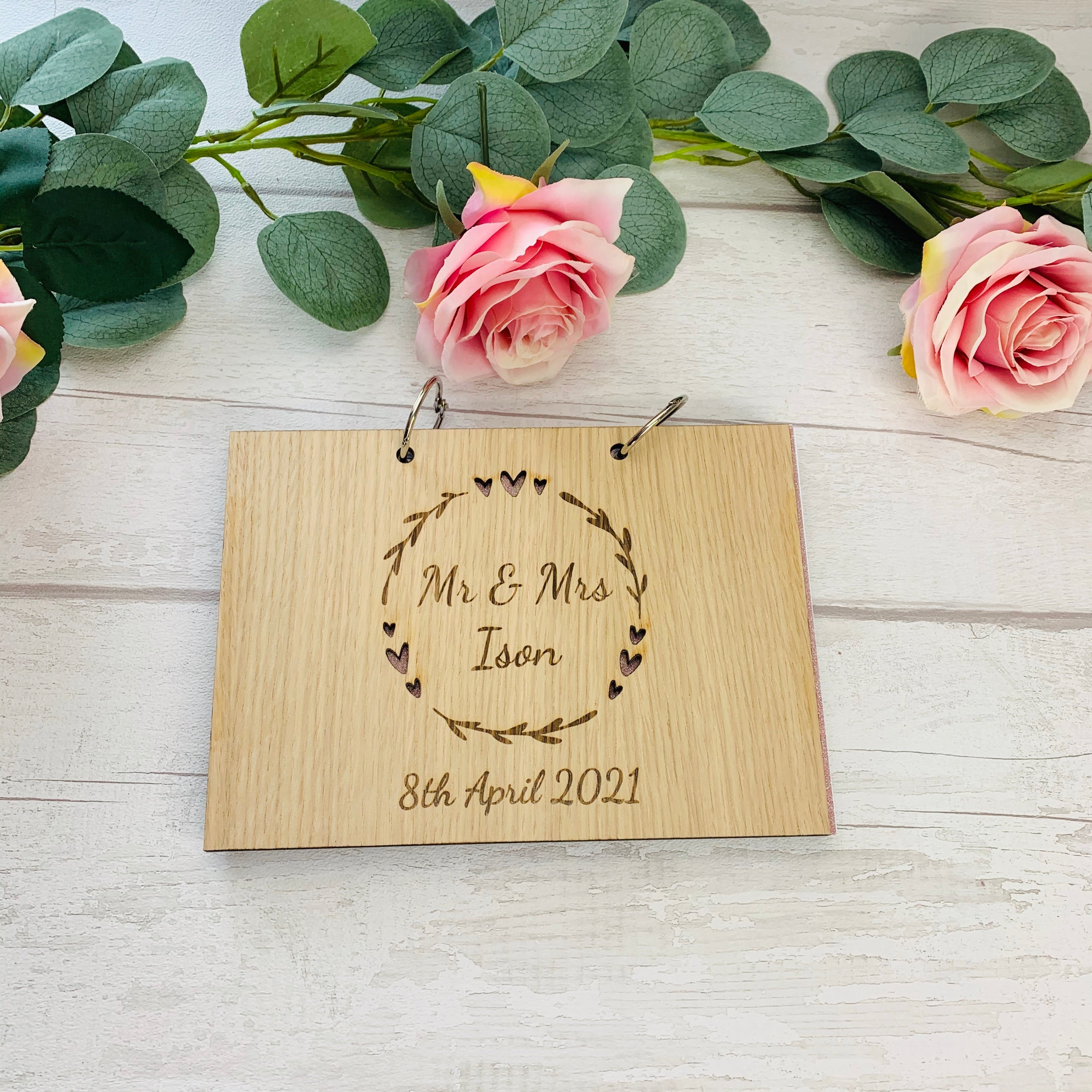 Heart Cut-out Wooden Guest Book