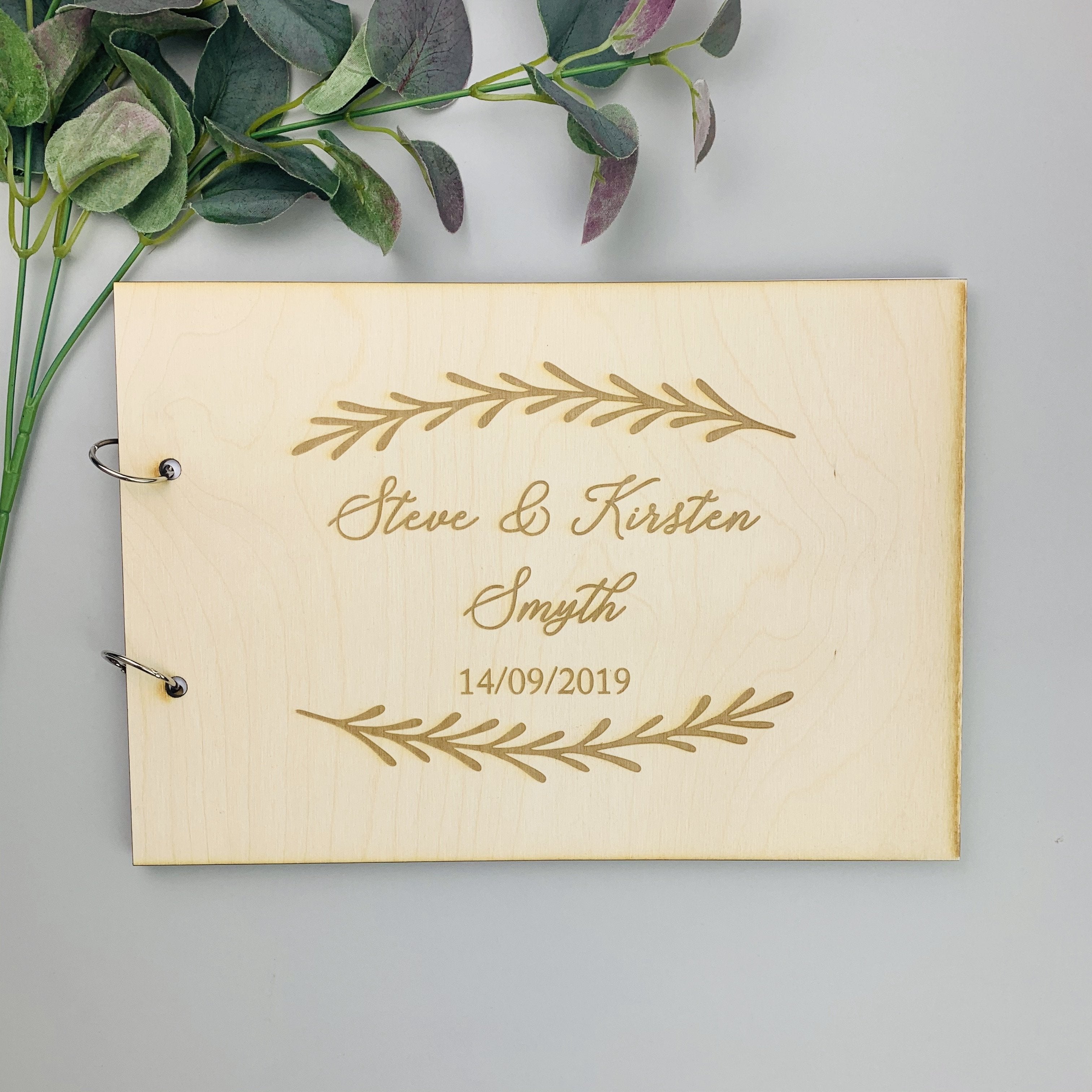 Wooden Guest book Leaf Design - Occasionally Cute