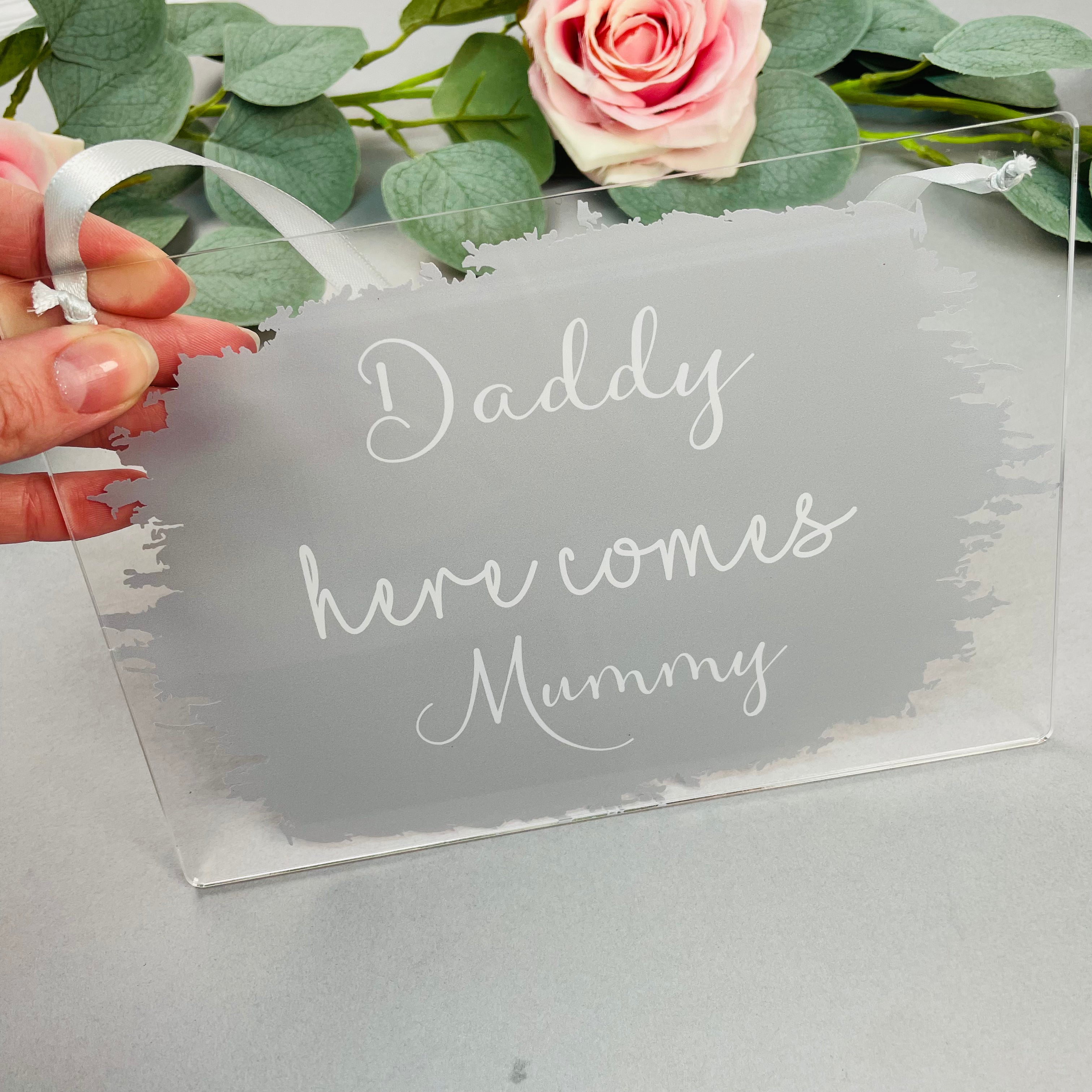 Here Comes Mummy Handheld Acrylic Sign