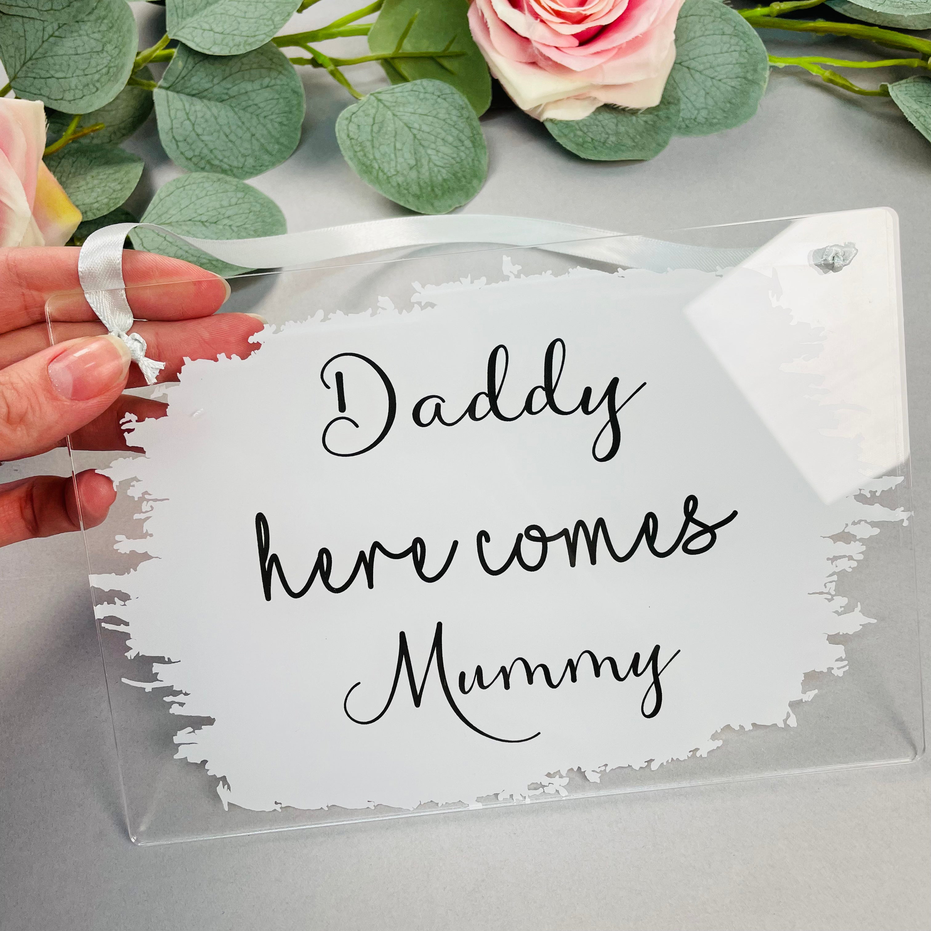 Here Comes Mummy Handheld Acrylic Sign