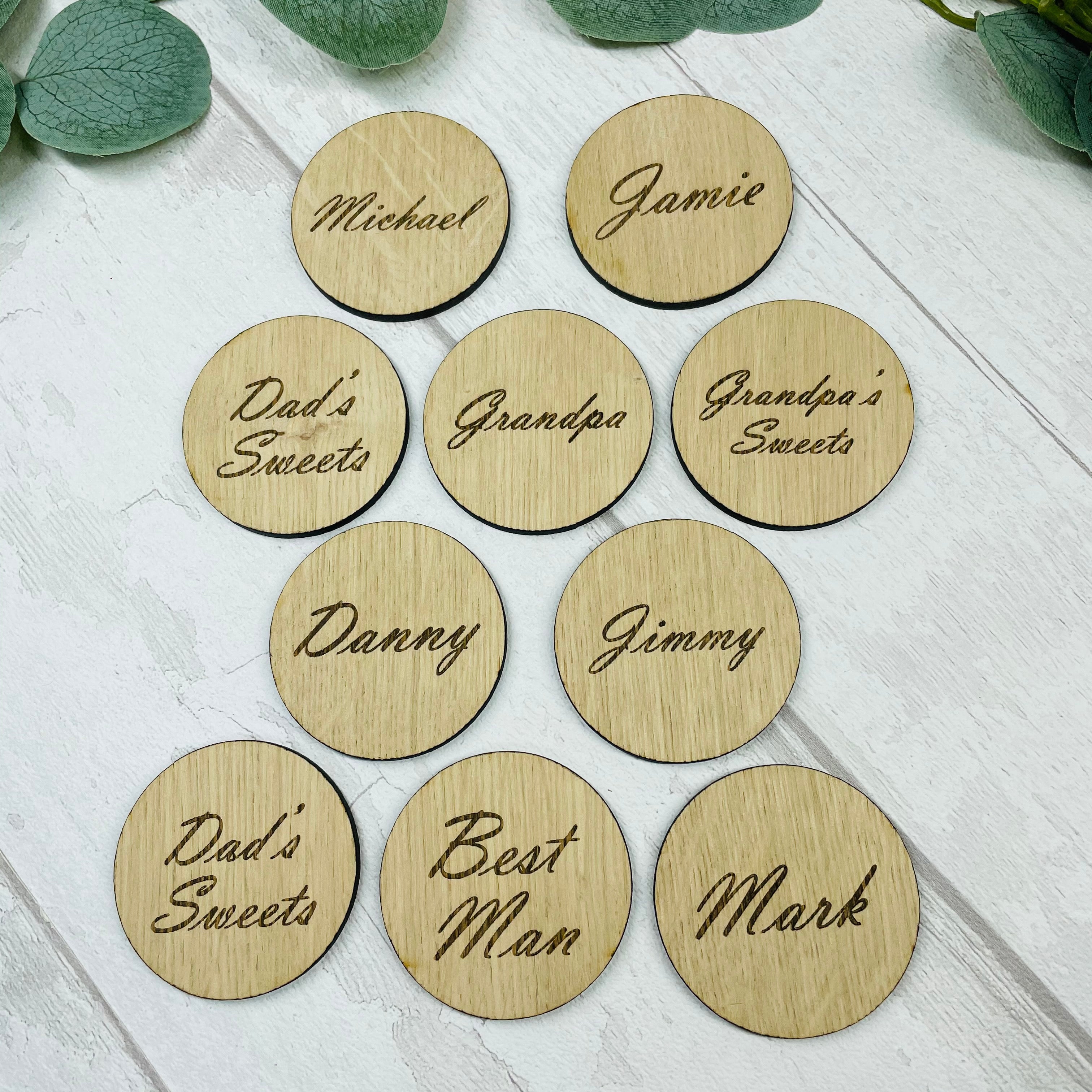 Wooden Circle Table Place Name