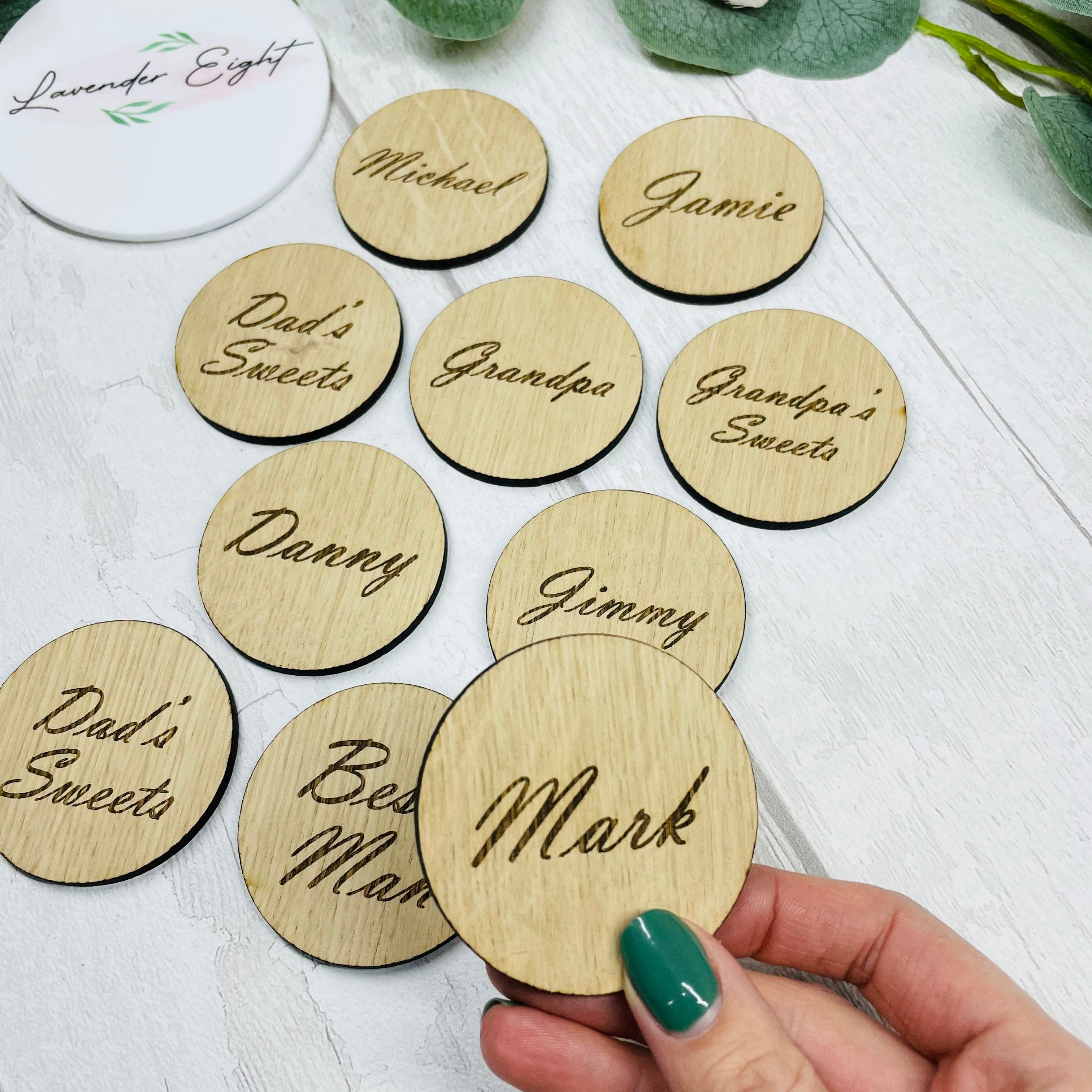 Wooden Circle Table Place Name