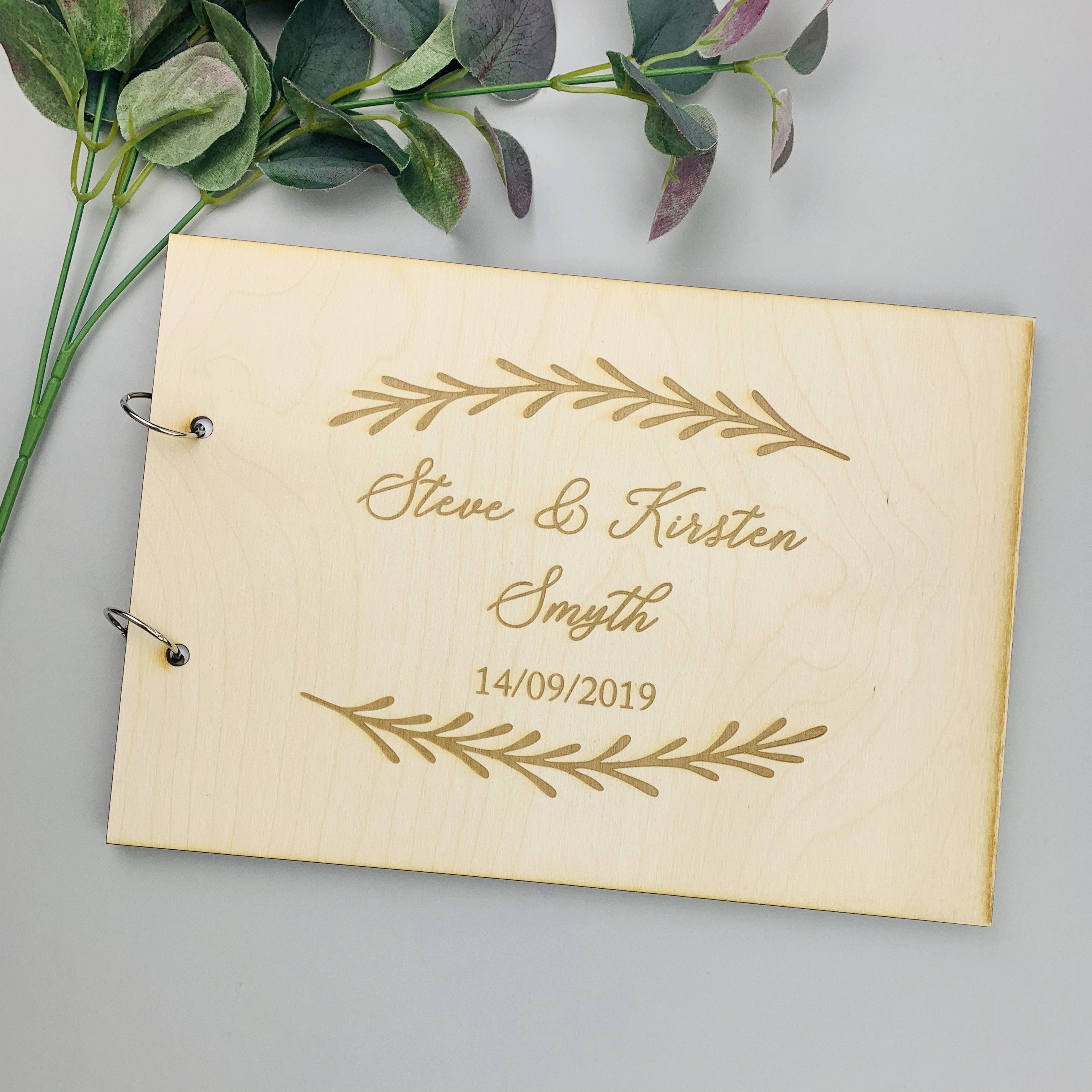 Wooden Guest book Leaf Design - Occasionally Cute